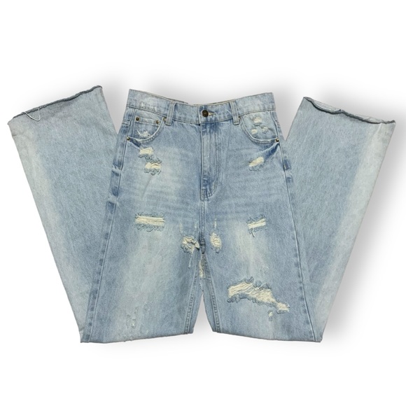NEW Lioness Cobain Distress Wide Leg Light Wash Blue Jeans Women’s Size 4 - Picture 7 of 11